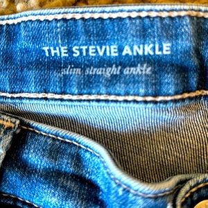 AG Stevie Slim Ankle blue jeans.